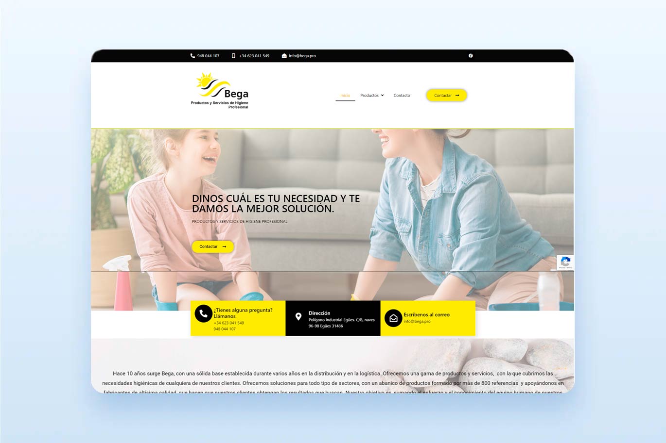 Diseño de web corporativa BEGA realizado por Webintura